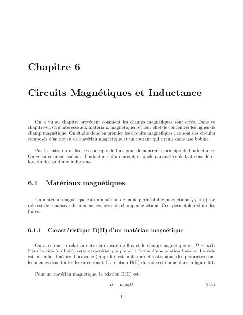 Chapitre 6 Circuits MagnÃ©tiques et Inductance