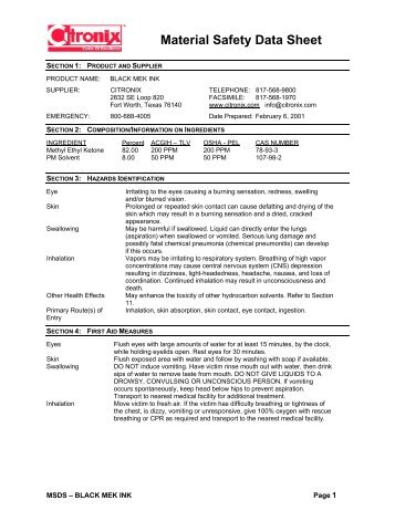 Material Safety Data Sheet - Codemark Systems!