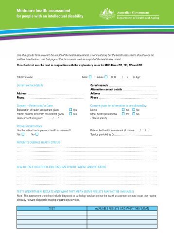 Health Assessment for people with an intellectual disability