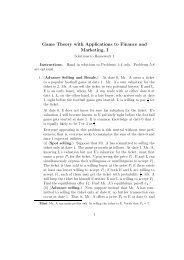 Game Theory with Applications to Finance and Marketing, I