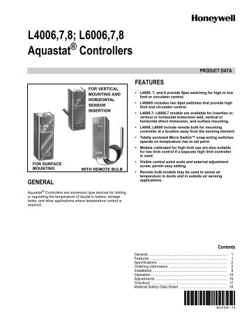 60-2104-10 - L4006,7,8; L6006,7,8 Aquastat ... - PexSupply.com