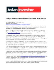 Saigon AM launches Vietnam fund with RNG Invest - Saigon Asset ...