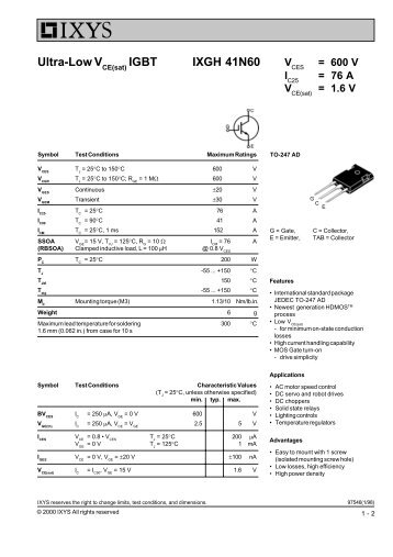 IGBT IXGH 41N60 V - IXYS Power