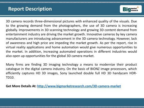 2013-2020 Global 3D Camera Market Research Report,Forecast