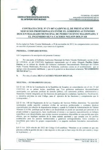 Contrato Civil NÂ° CV-007-GADPVM-12 PrestaciÃ³n de servicios ...