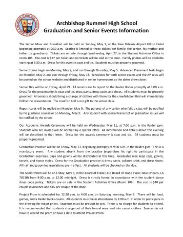 Archbishop Rummel High School Graduation and Senior Events ...