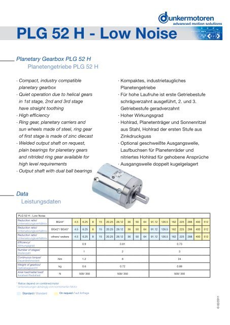 PLG 52 H - Low Noise - Dunkermotoren