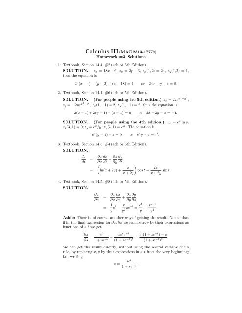 calculus 3 homework solutions