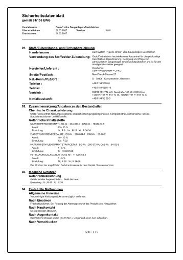 Sicherheitsdatenblatt Orotol Ultra - Lometral AG