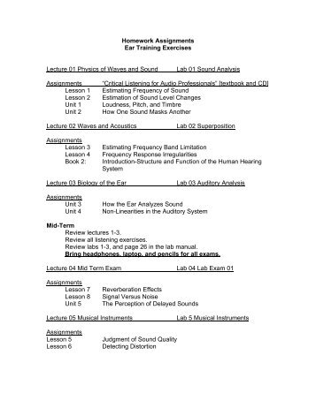 Homework Assignments Ear Training Exercises Lecture 01 Physics ...