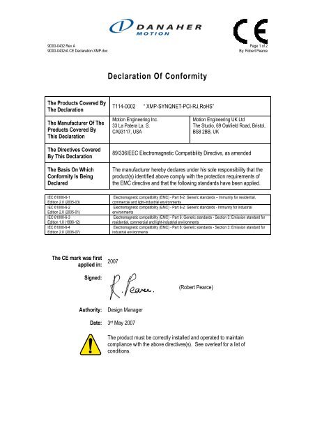 View Ce Declaration Of Conformity