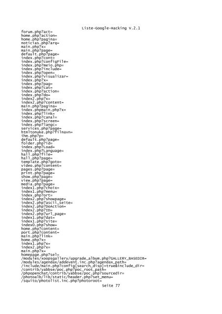 Liste-Google-Hacking V.2.1 ... - Boris Koch