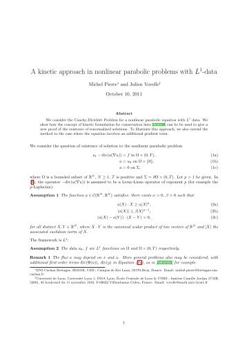 A kinetic approach in nonlinear parabolic problems ... - ENS Cachan