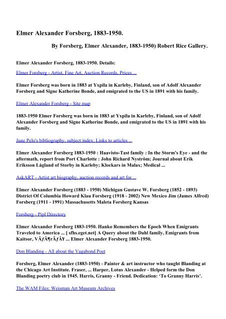 Download Elmer Alexander Forsberg, 1883-1950. pdf ebooks by ...