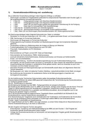 MBN Ã¢Â€Â“ Konstruktionsrichtlinie - MBN Maschinenbaubetriebe ...