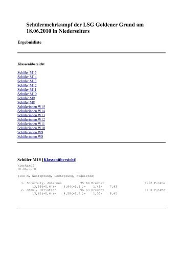 Schülermehrkampf der LSG Goldener Grund am 18.06.2010 in ...