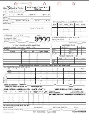 PROCEDURAL SEDATION RECORD SEDATION FORM