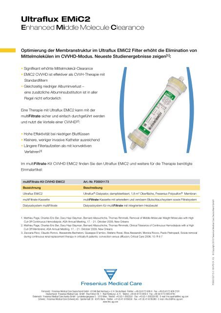 Ultraflux EMiC2 - Fresenius Medical Care