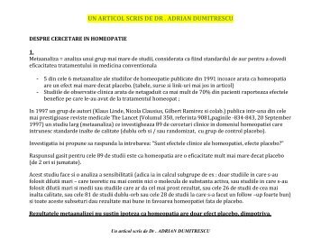 "DESPRE CERCETARE IN HOMEOPATIE" ~ Un articol scris de Dr ...