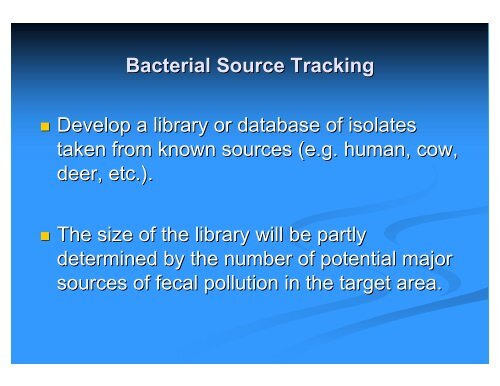 Molecular Approach to Identify Source of Fecal Contamination EPA ...