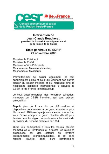 Intervention de Jean-Claude Boucherat, Etats gÃ©nÃ©raux du ... - CESER