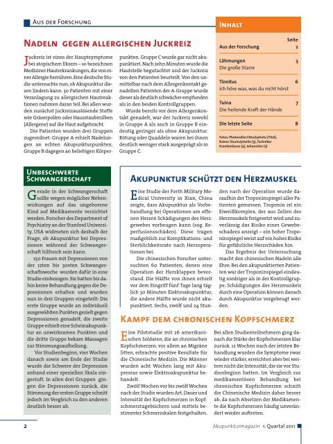 Akupunkturmagazin 1. Quartal 2011 - Traditionelle Chinesische ...