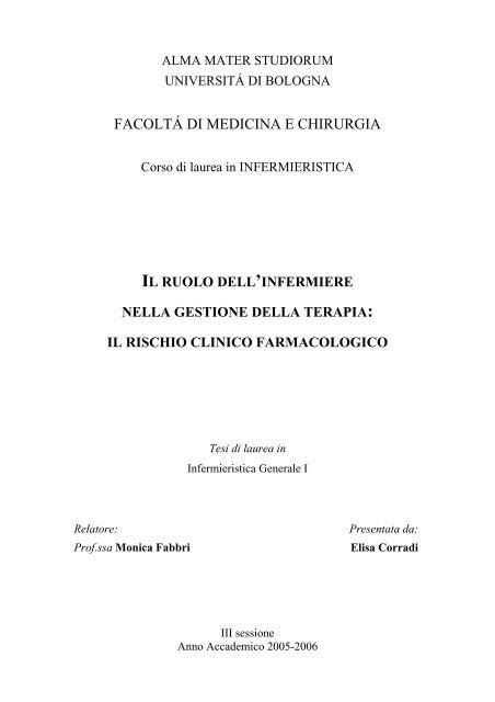 Il ruolo dell'Infermiere nella gestione della terapia - Collegio Ipasvi ...