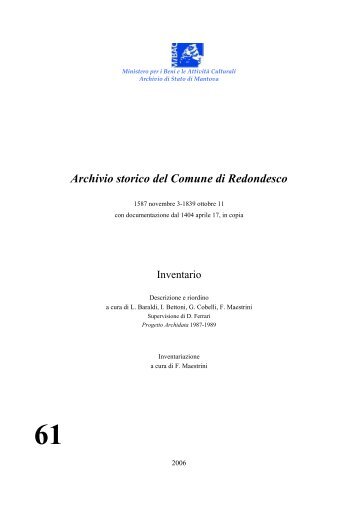 1587 novembre 3-1839 ottobre 11, con documentazione dal 1404 ...