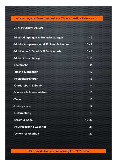 VERMIETUNG VERANSTALTUNGSEQUIPMENT