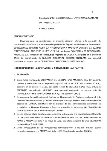 dictamen - Comision Nacional de Defensa de la Competencia