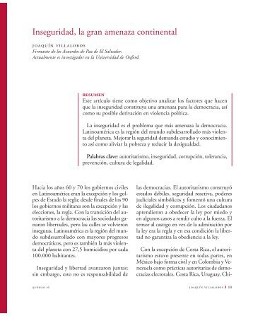 Inseguridad, la gran amenaza continental - Universidad de El ...