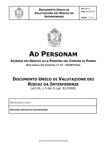 DUVRI AD PERSONAM Gestione servizio di ristorazione