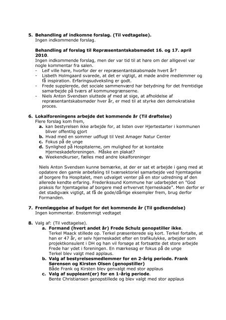 Referat fra den Ã¥rlige generalforsamling 12. januar 2010 Dagsorden ...