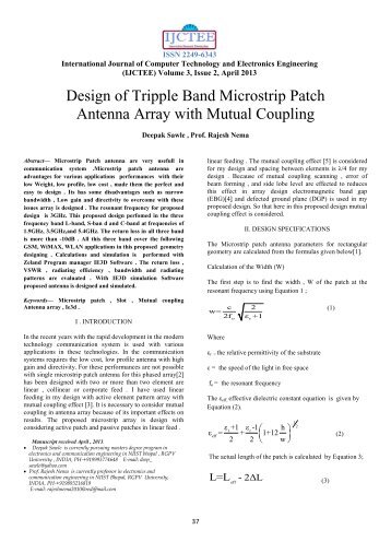Design of Tripple Band Microstrip Patch Antenna Array with Mutual ...