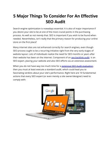 5 Major Things To Consider For An Effective SEO Audit