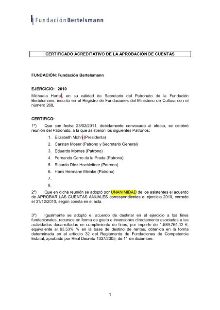 Cuentas anuales e informe revisiÃ³n contable_AÃ±o 2010 - FundaciÃ³n ...