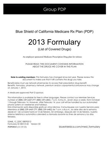 2013 PDP Formulary - Blue Shield of California