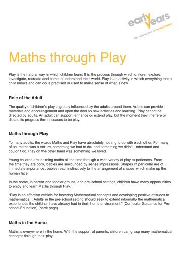 Maths through Play - Early Years