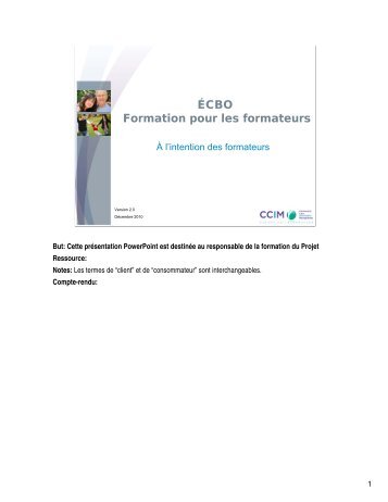 de la formation pour les formateurs - CCIM