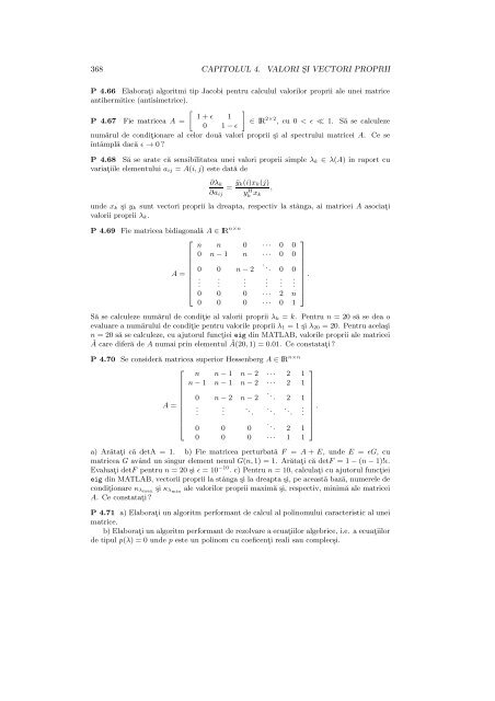 Calculul valorilor si vectorilor proprii