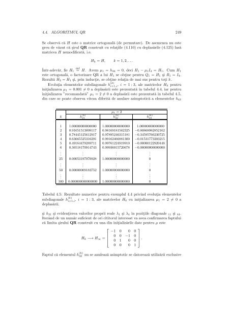 Calculul valorilor si vectorilor proprii