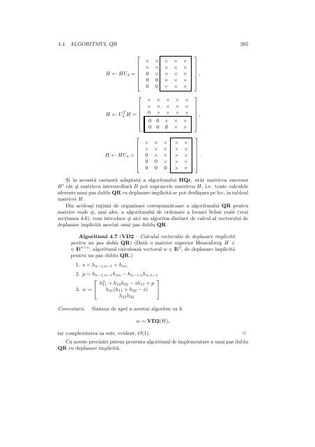 Calculul valorilor si vectorilor proprii