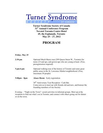 Conference Program - Turner Syndrome Society of Canada