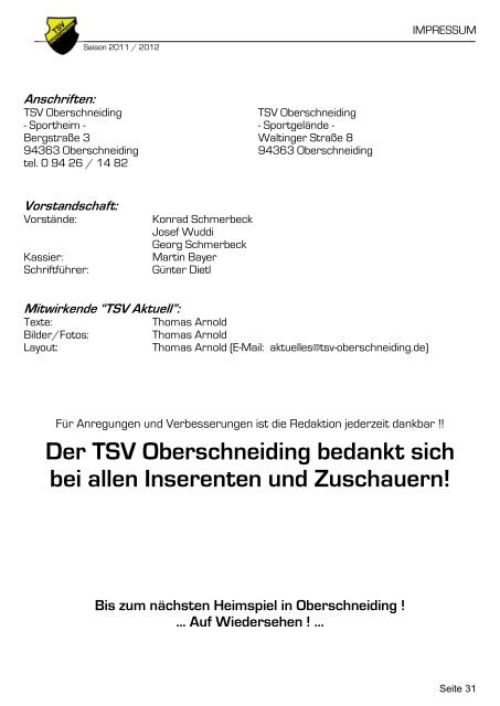 2. Mannschaft - des TSV Oberschneiding