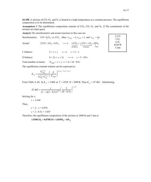 15-26E A mixture of CO, O2, and N2 is heated to a high temperature ...