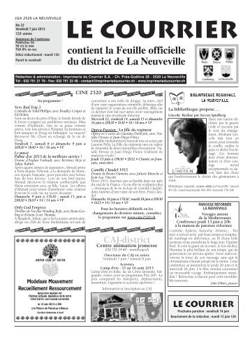 No 22 - 7 juin - Imprimerie du Courrier, La Neuveville