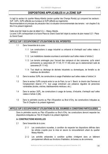 DISPOSITIONS APPLICABLES A LA ZONE 3UP - Massy