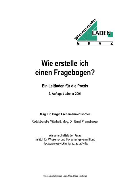 Wie erstelle ich einen Fragebogen? - Dr. Birgit Aschemann