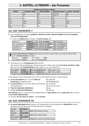 3. KAPITEL: LE PRONOM â das Pronomen - Durchstarten.at