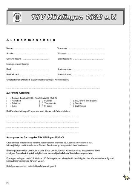 Jahresbericht 2007 - TSV Hüttlingen 1892 eV